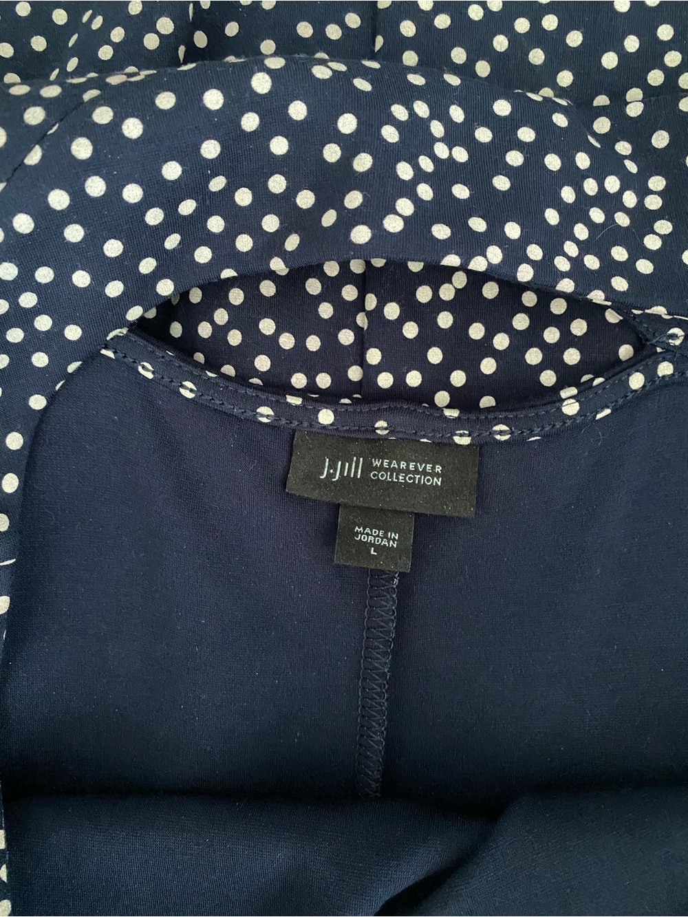 J. Jill Wearever collection women’s  navy polka dot midi dress size L - Picture 5 of 6